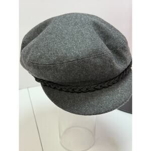 Pamoa Gray Wool Blend Fisherman Cap Newsboy Baker Boy Hat Braided Detail